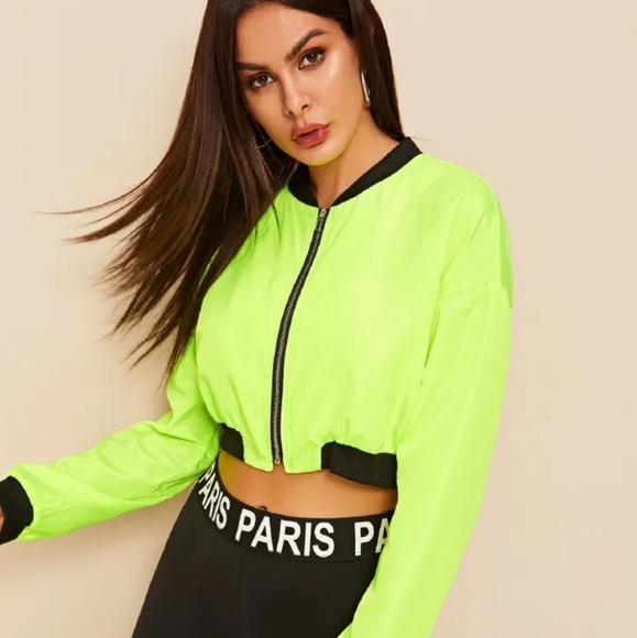 Neon Green Bomber Jacket - Picture 2 of 3